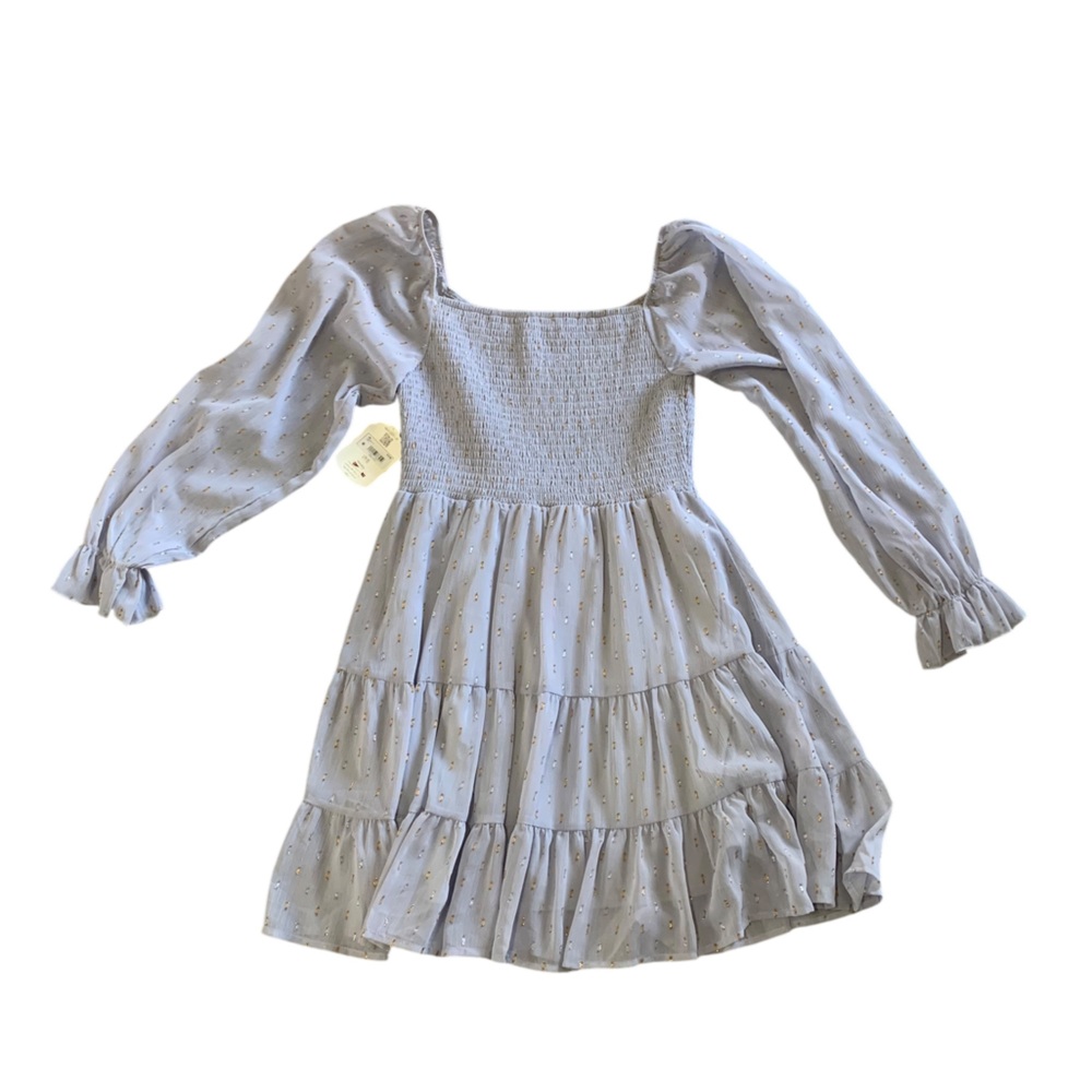 Altar’d State smocked light blue mini dress with metallic details size M NWT - Picture 8 of 10